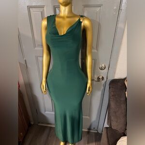 Blue Blush Forest Green Cowl Neck Maxi Dress